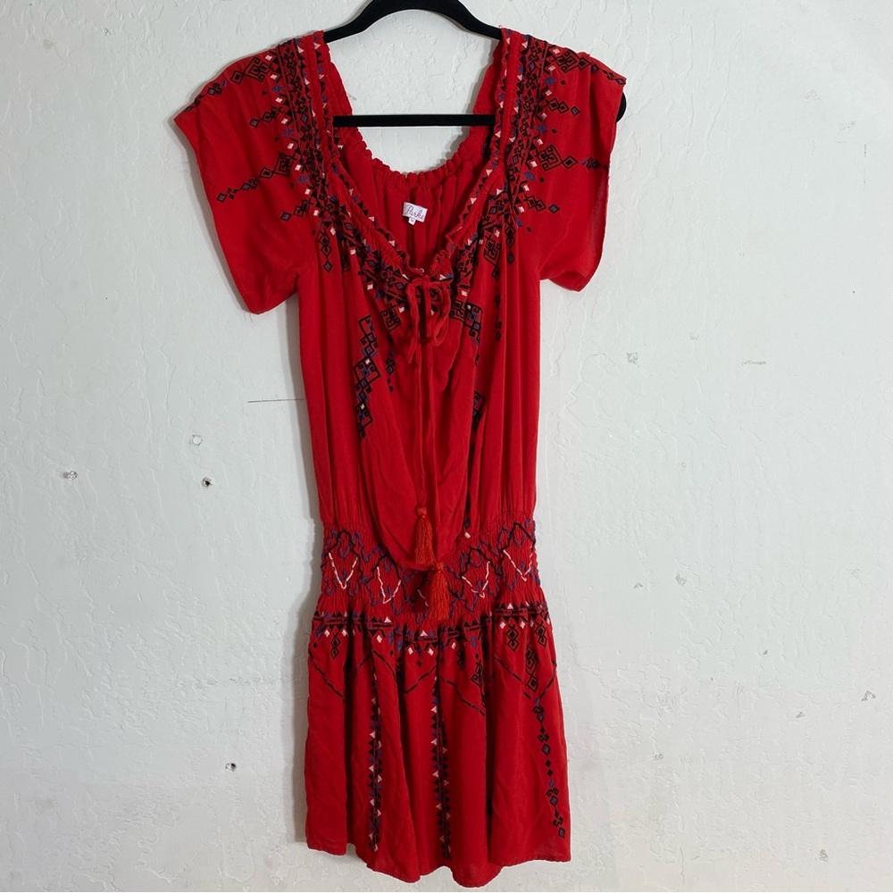Parker Tammy red embroidered off the shoulder dress size XS Peasant Cottagecore